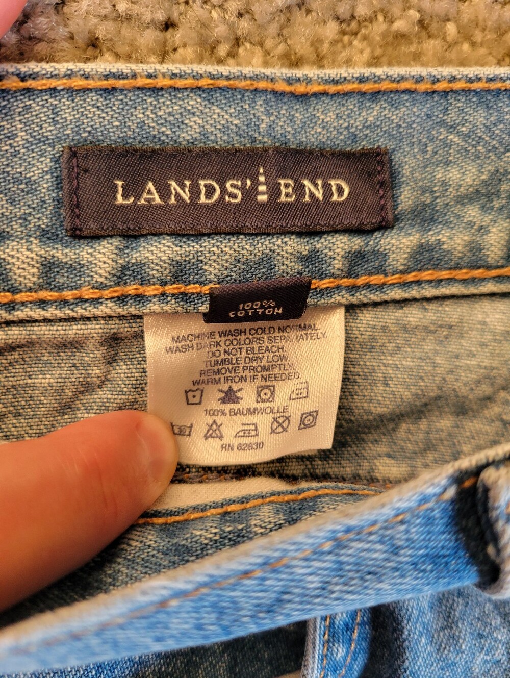 Lands' End Light Wash 100% Cotton Straight Leg Jeans Rigid Denim Womens 12 - Picture 13 of 14
